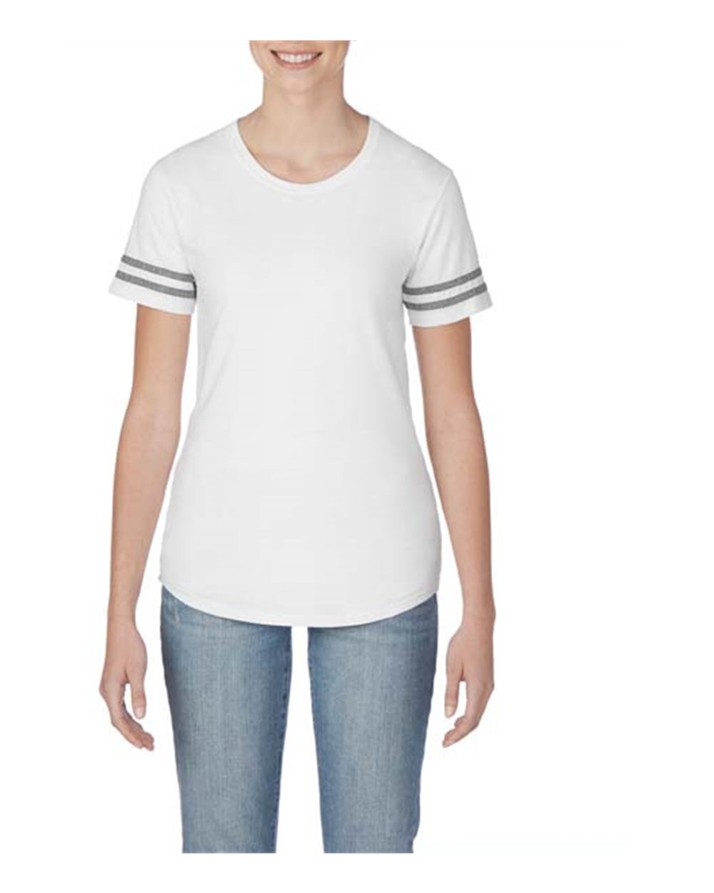 Front View of White/ Graphite Heather Women’s Victory T-Shirt - 500VTL