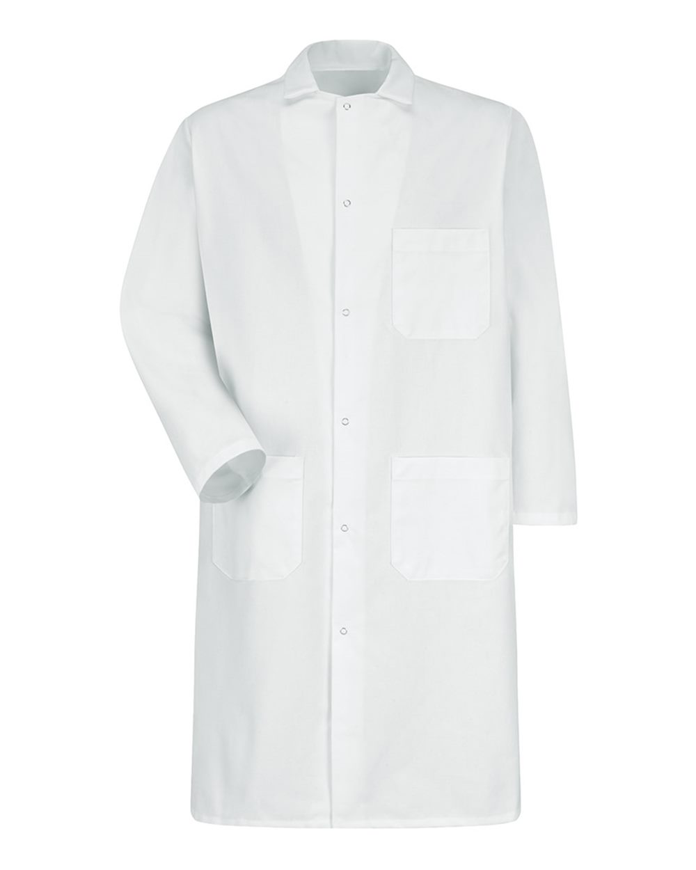 Front View of White Gripper - Front Butcher Frock - Exterior Chest Pocket - 4016