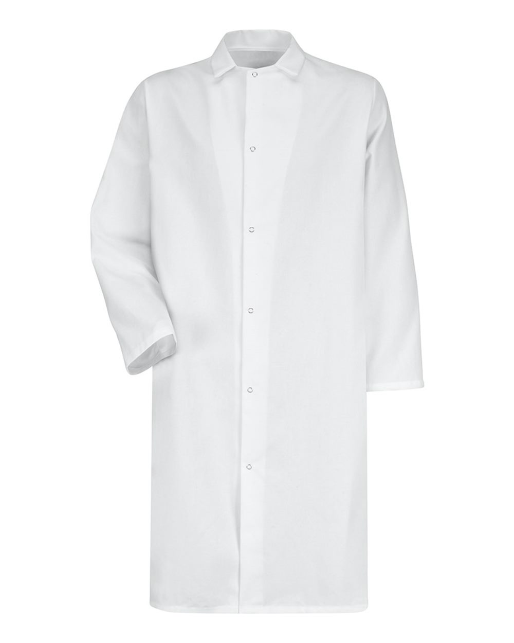 Front View of White Gripper - Front Butcher Frock - No Pockets - 4006