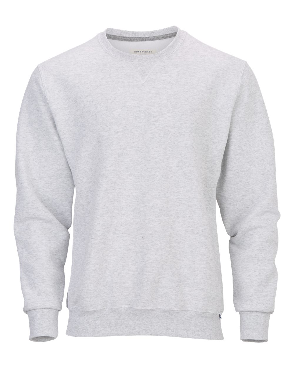 Front View of White Heather Fleece Crew Pullover - BM5101