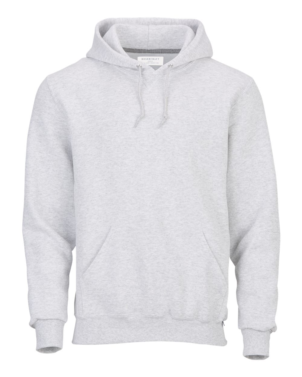 Front View of White Heather Fleece Hooded Pullover - BM5302