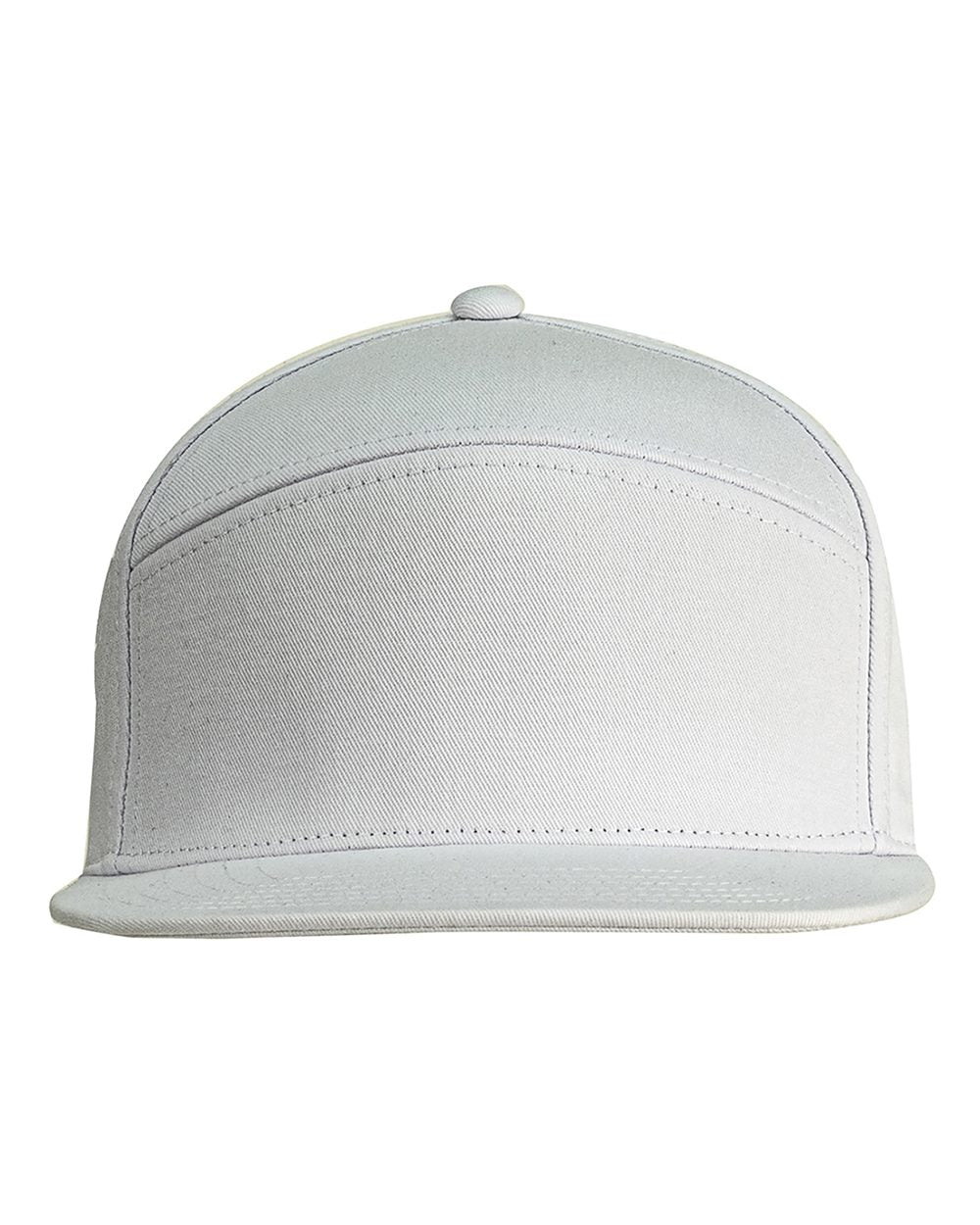 Front View of White Hybrid Flat Bill Cap - BA709