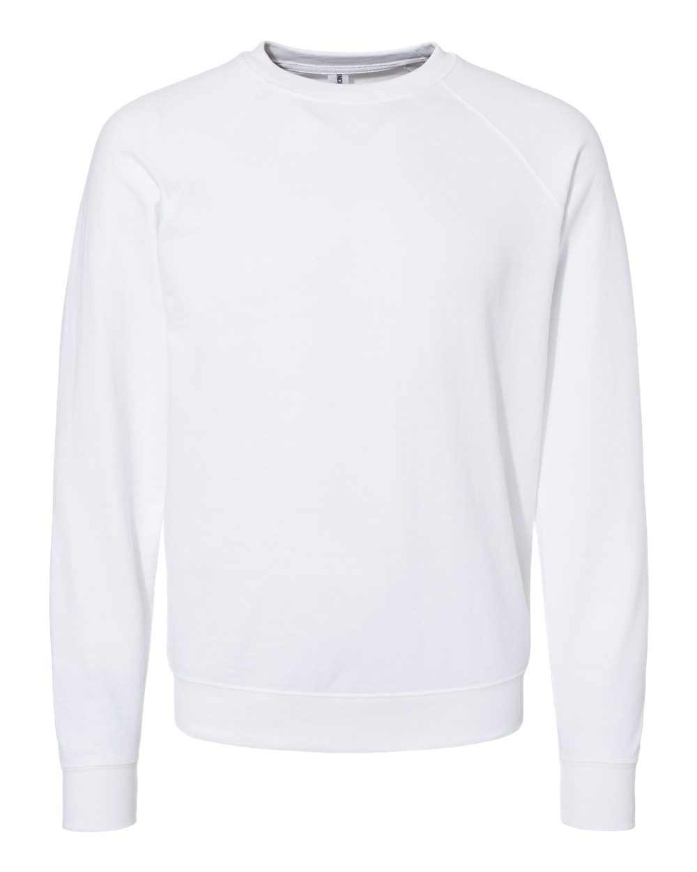 Front View of White Icon Lightweight Loopback Terry Crewneck Sweatshirt - SS1000C