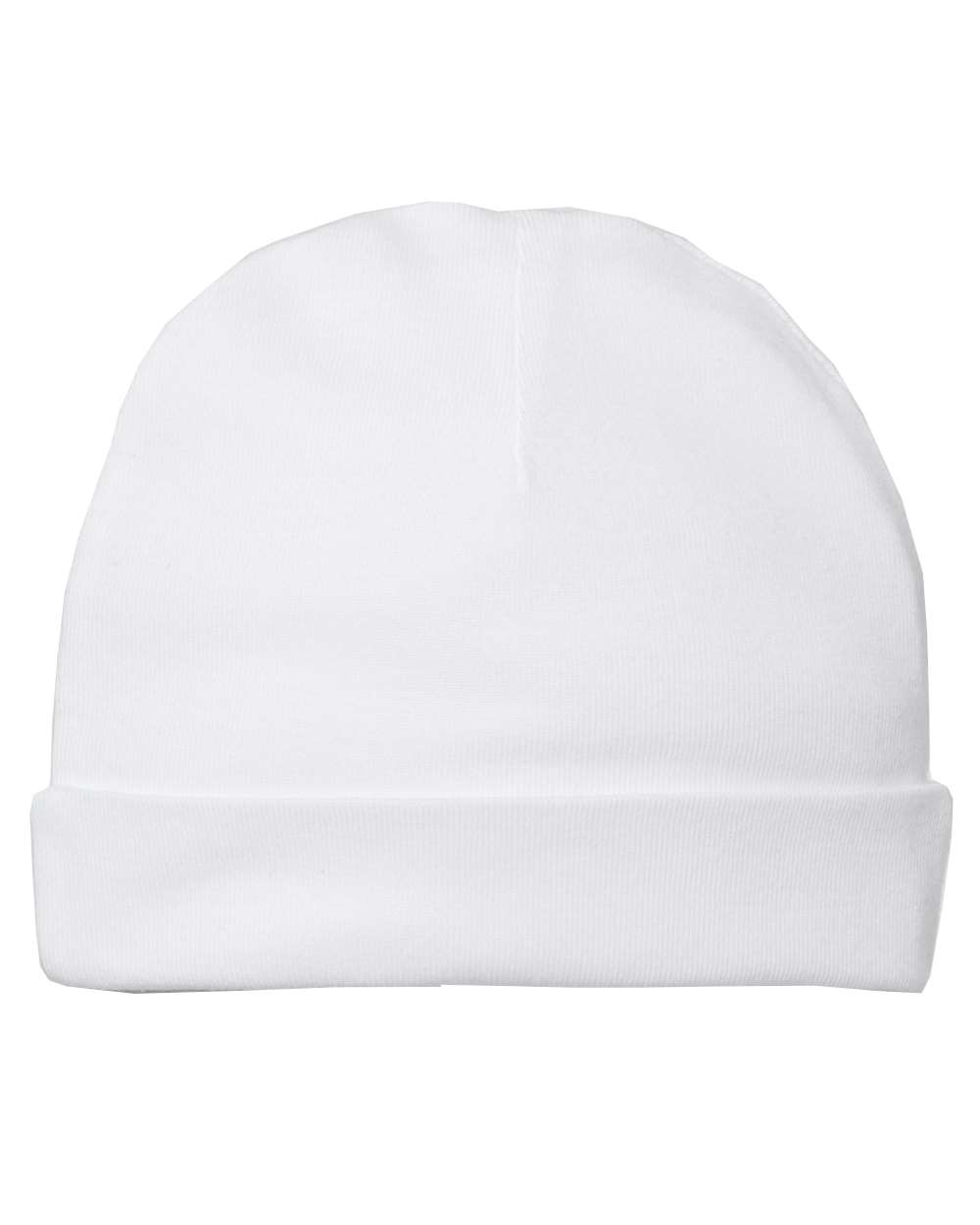 Front View of White Infant Baby Rib Beanie - 4451
