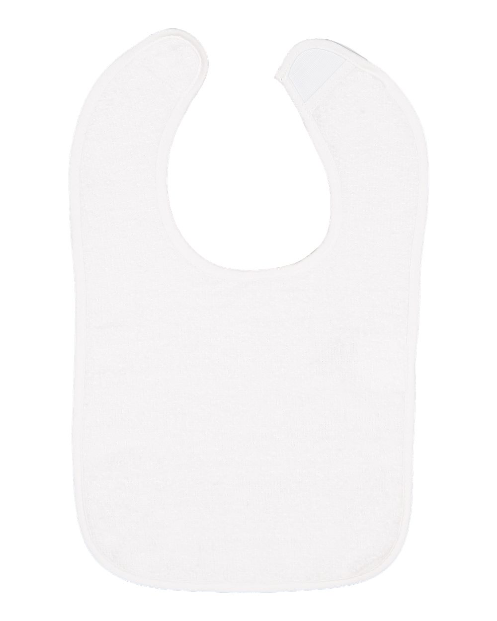 Front View of White Infant Contrast Trim Terry Bib - 1003
