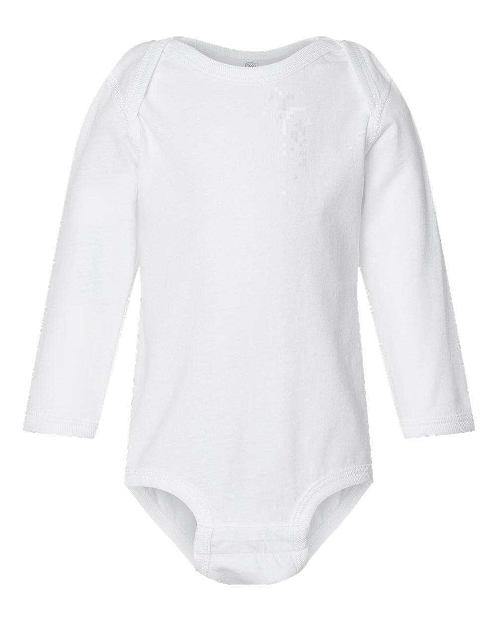 Front View of White Infant Fine Jersey Long Sleeve Bodysuit - 4421