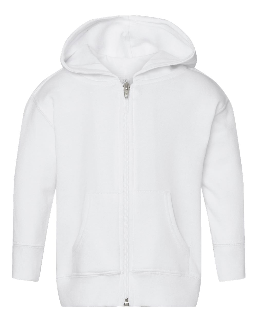 Front View of White Infant Full-Zip Fleece Hoodie - 3446