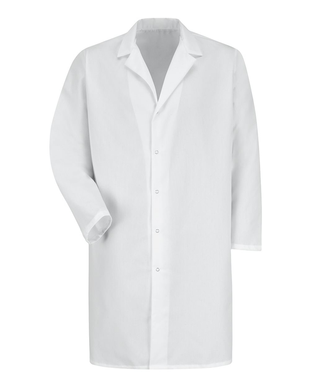 Front View of White Lab Coat with Gripper - KP38