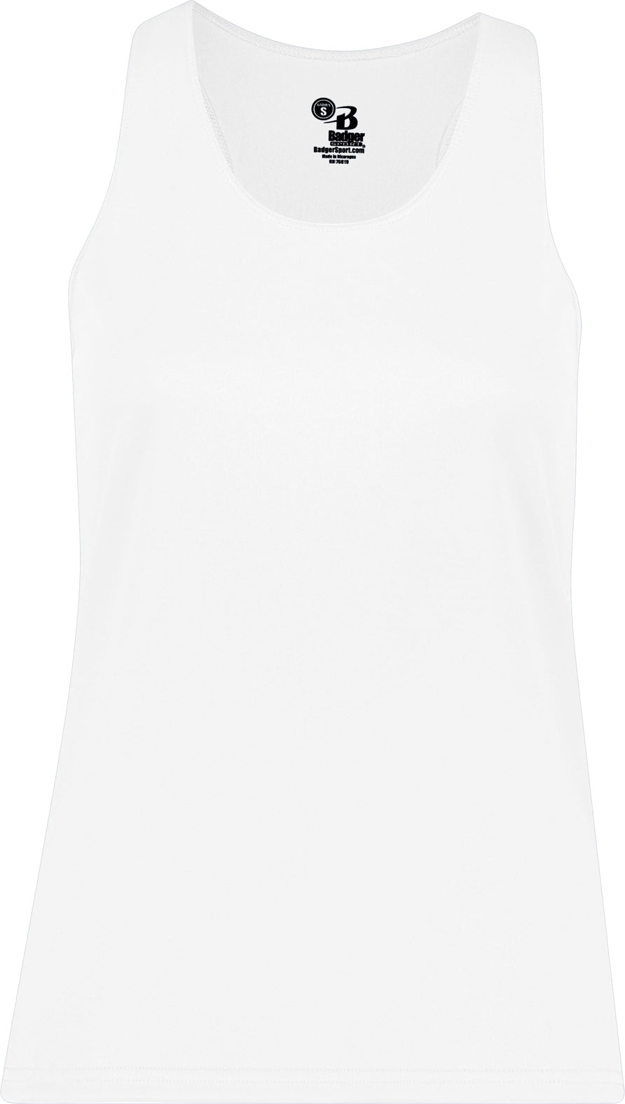 Front View of WHITE LADIES' RACERBACK TANK