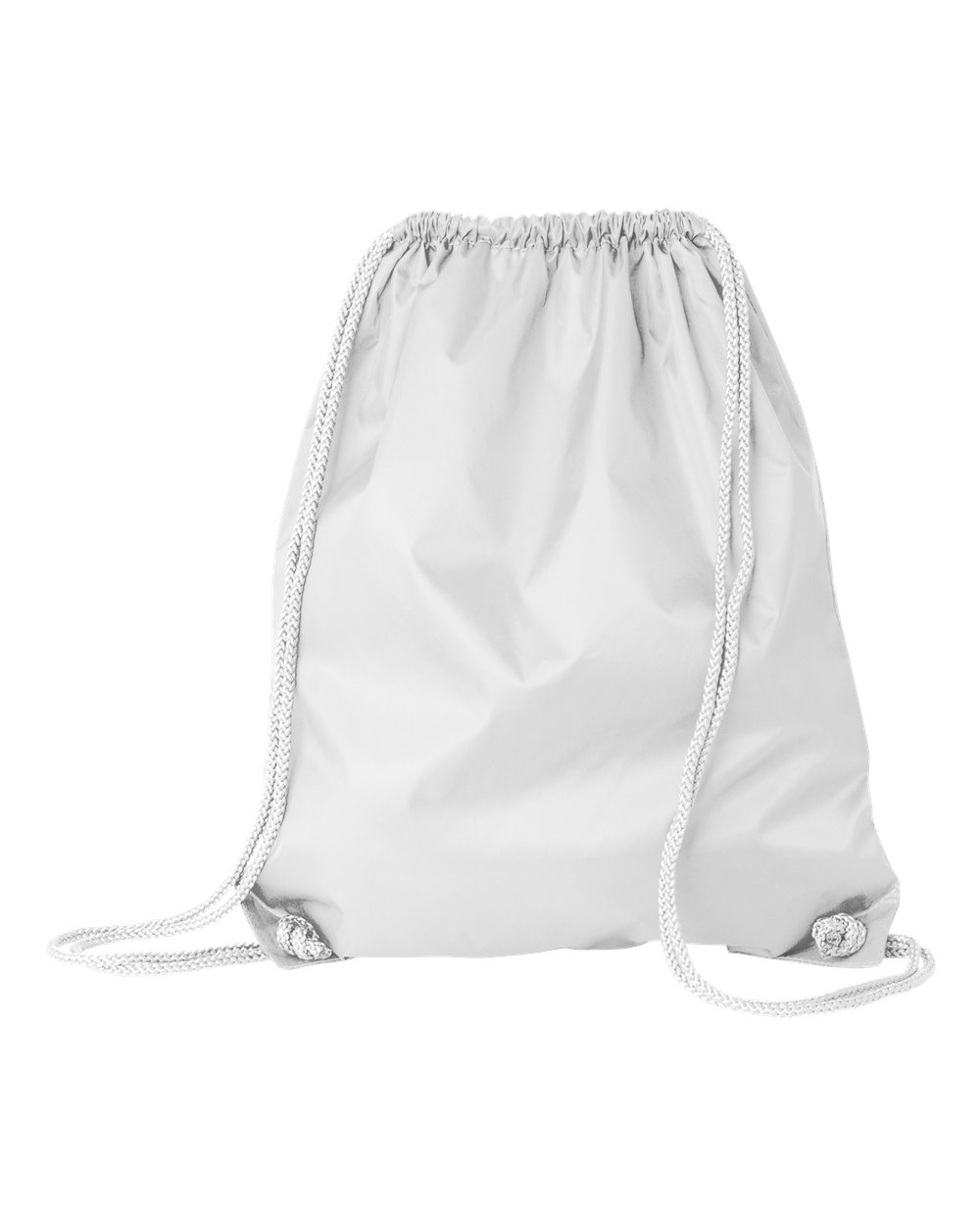 Front View of White Large Drawstring Pack with DUROcord - 8882