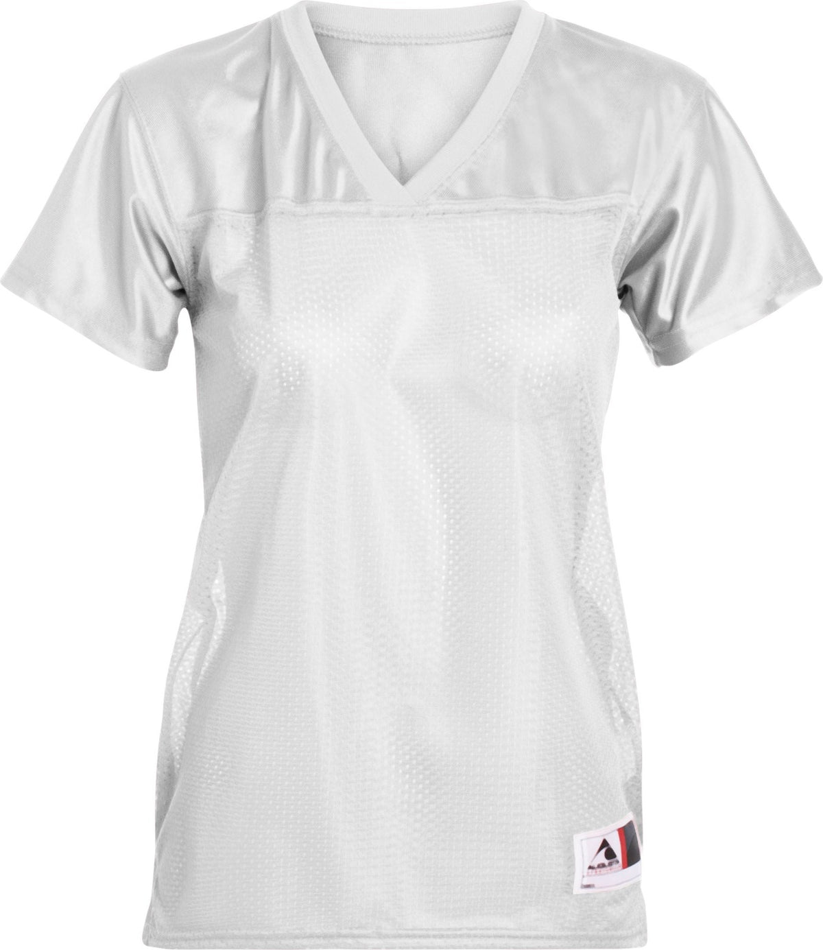 Front View of WHITE LDS JR FIT REPLICA FOOTBALL T