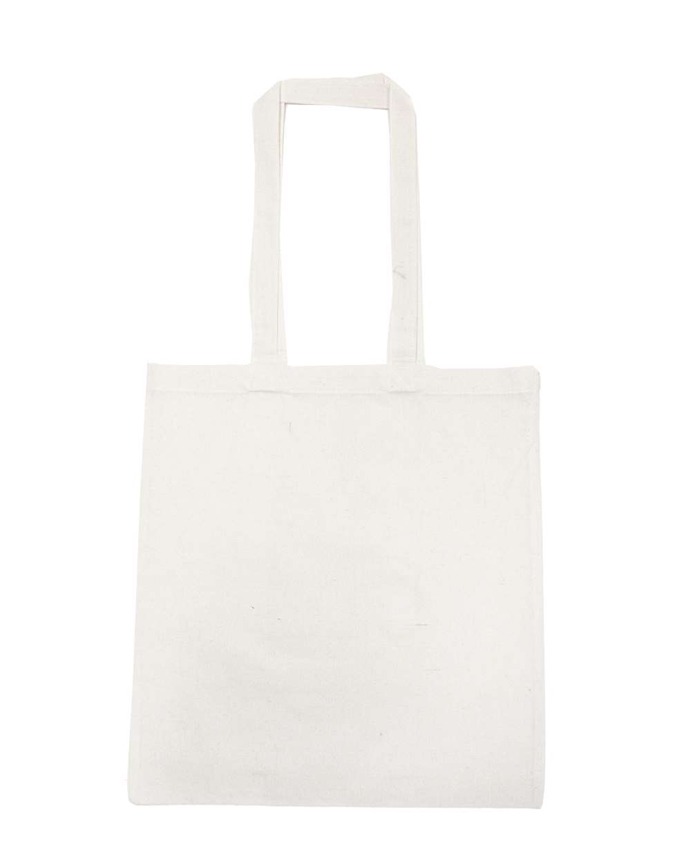Front View of White Lightweight Recycled Canvas Tote Bag with Extended Handle - 8505R