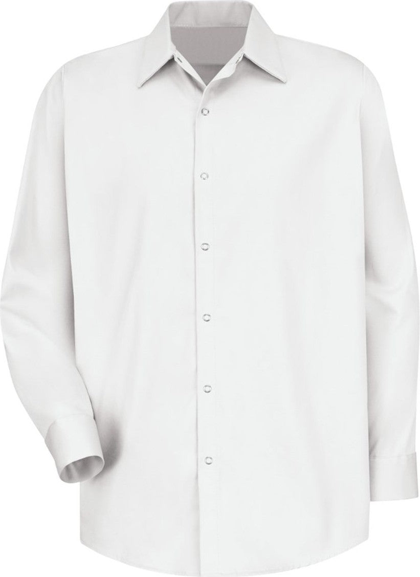 Front View of White Long Sleeve Specialized Cotton Work Shirt - Tall Sizes - SC16T