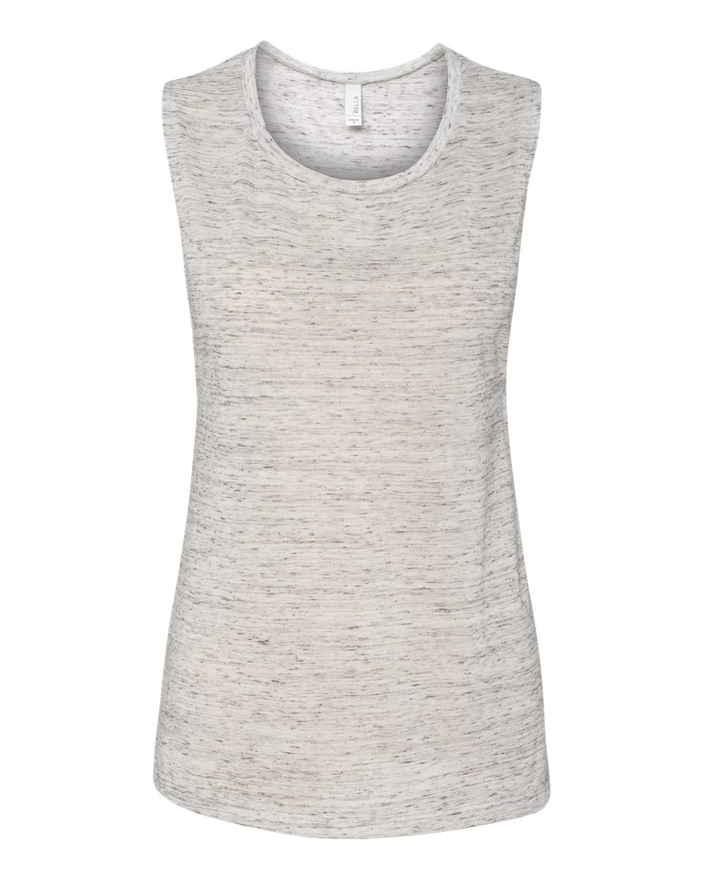 Front View of White Marble Women&#39;s Flowy Scoop Muscle Tank - 8803