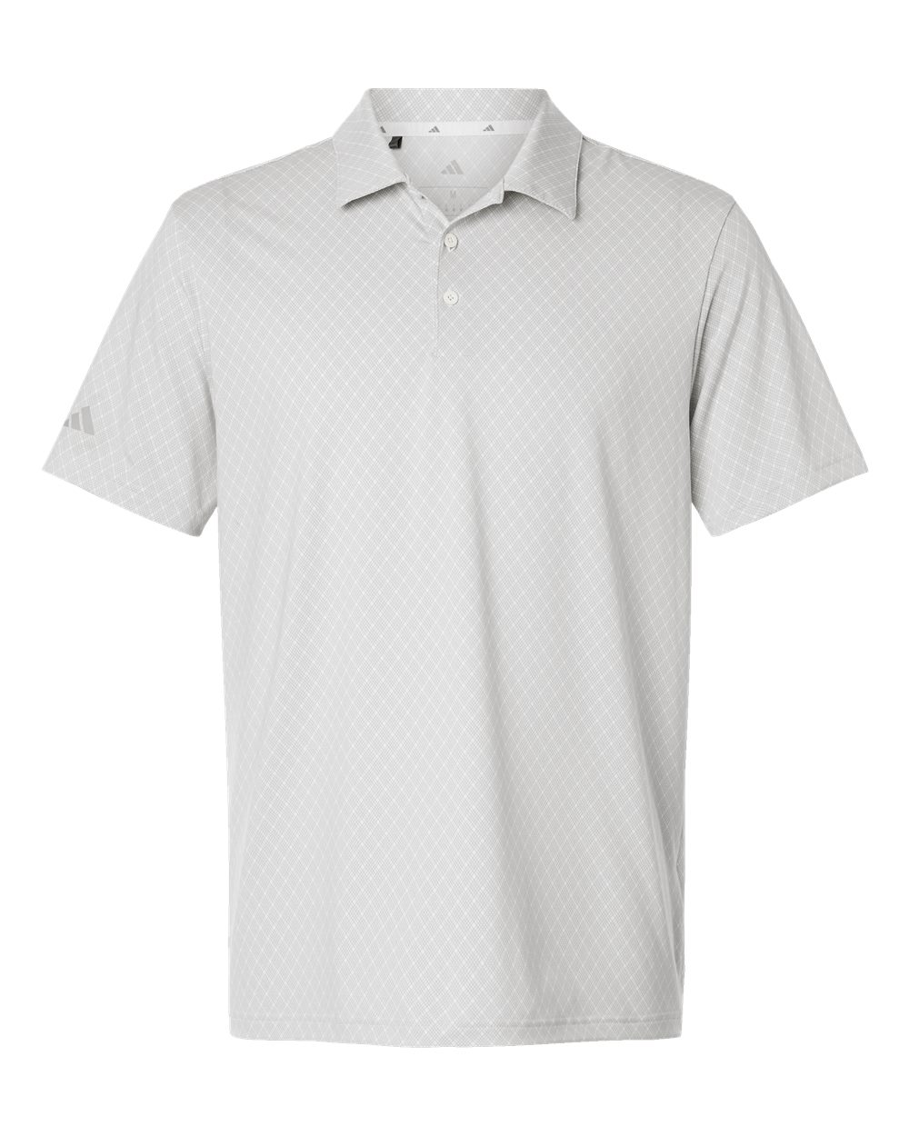 Front View of White Men&#39;s 4-Way Stretch Printed Polo - A716