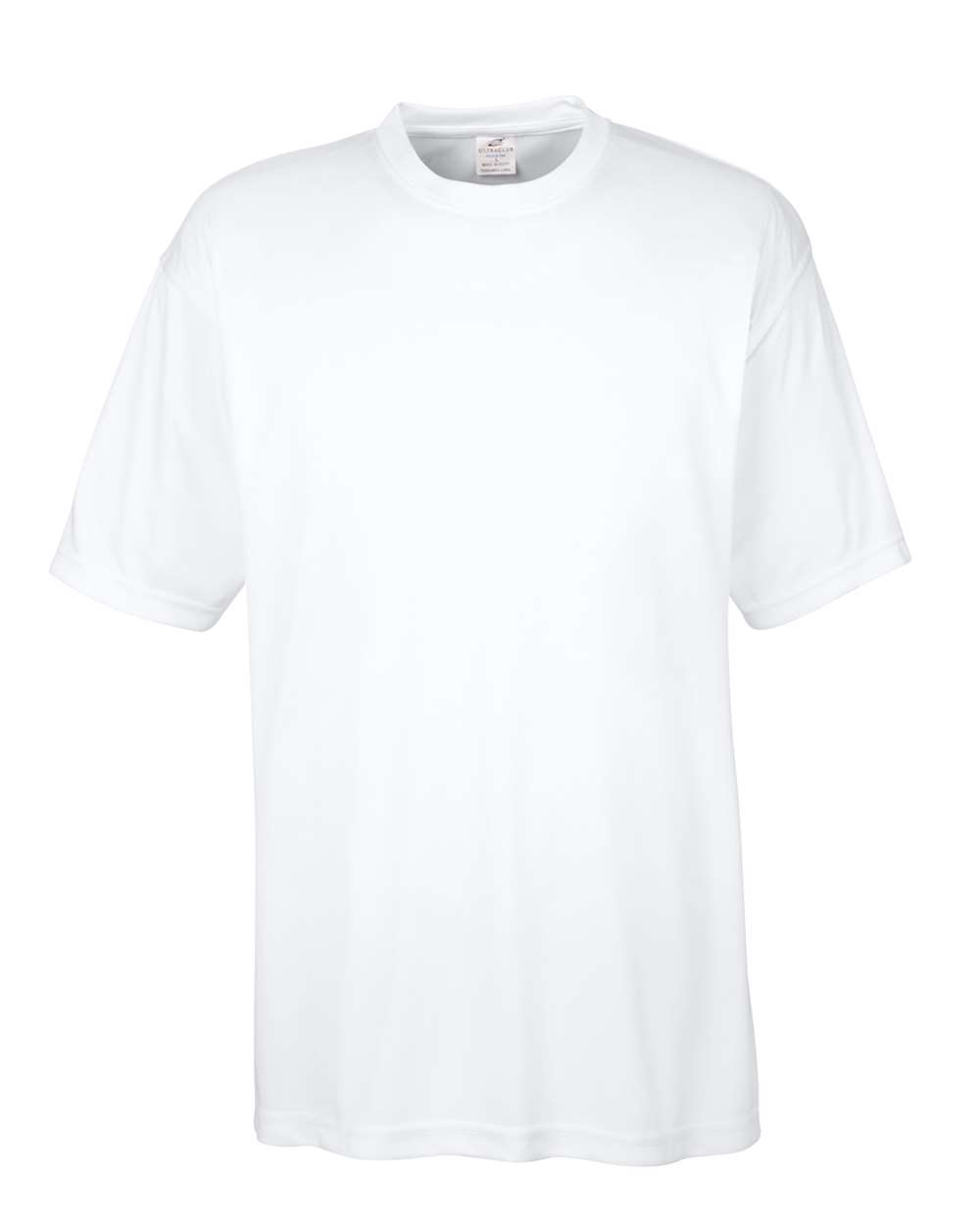 Front View of White Men&#39;s Cool &amp; Dry Basic Performance T-Shirt - 8620