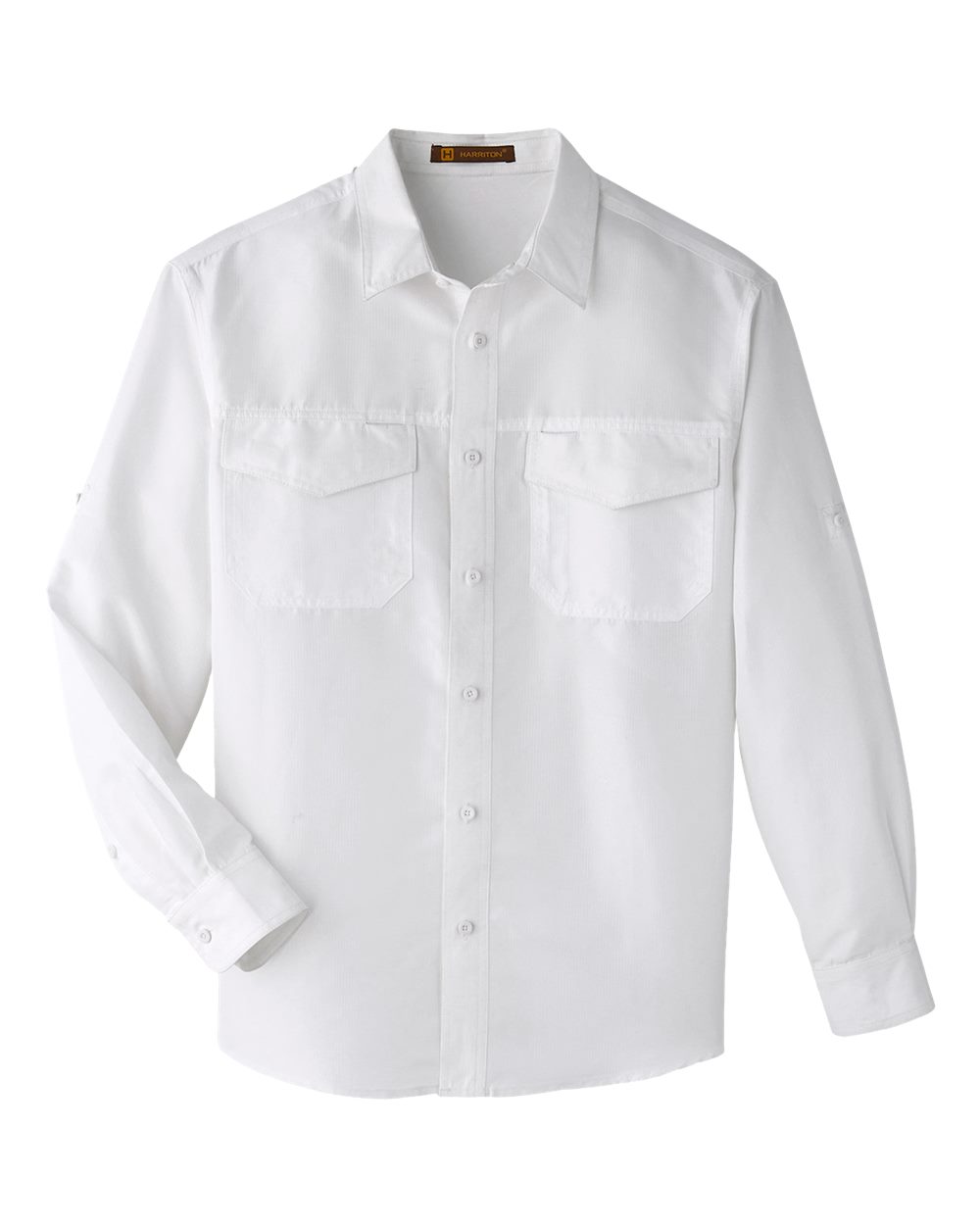 Front View of White Men&#39;s Key West Performance Staff Shirt - M580L