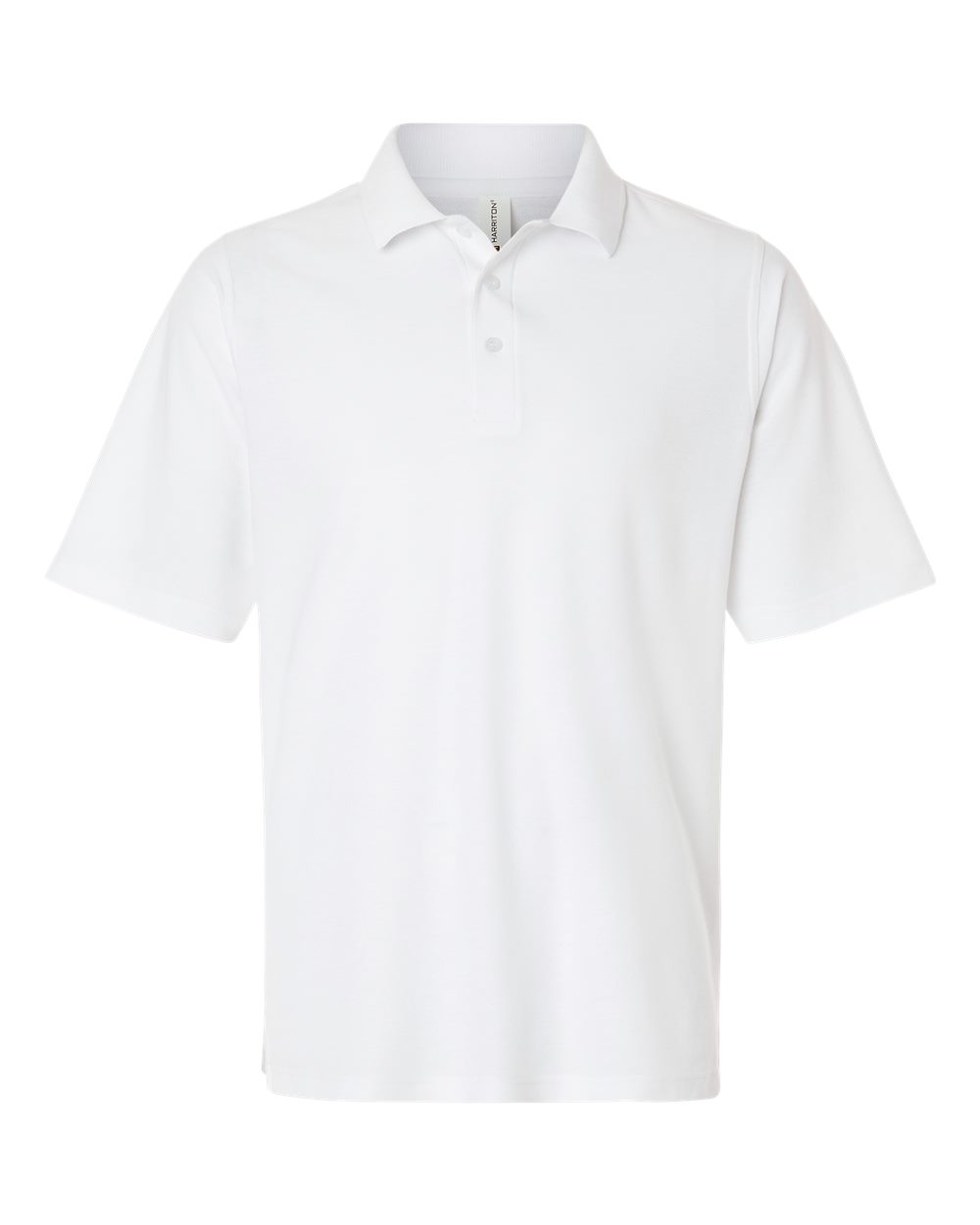 Front View of White Men's Maverick CVC Pique Polo - M105