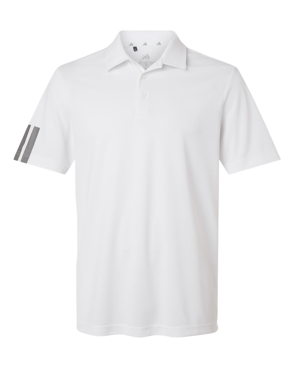 Front View of White Men's Performance 3-Stripes Climacool Polo - A719 plain