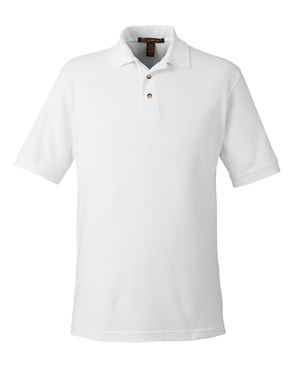 Front View of White Men's Pique Polo - M200