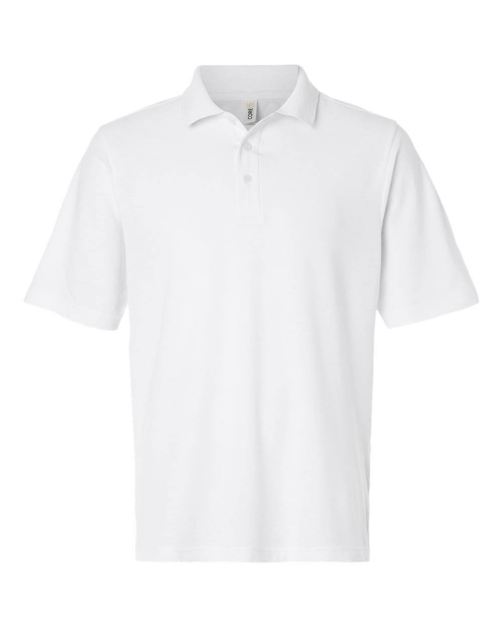 Front View of White Men's Tall Resolve CVC Performance Pique Polo - CE106T