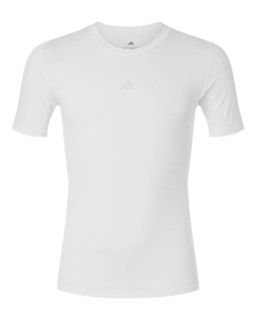 Front View of White Men's Techfit Compression T-Shirt - AT130 plain