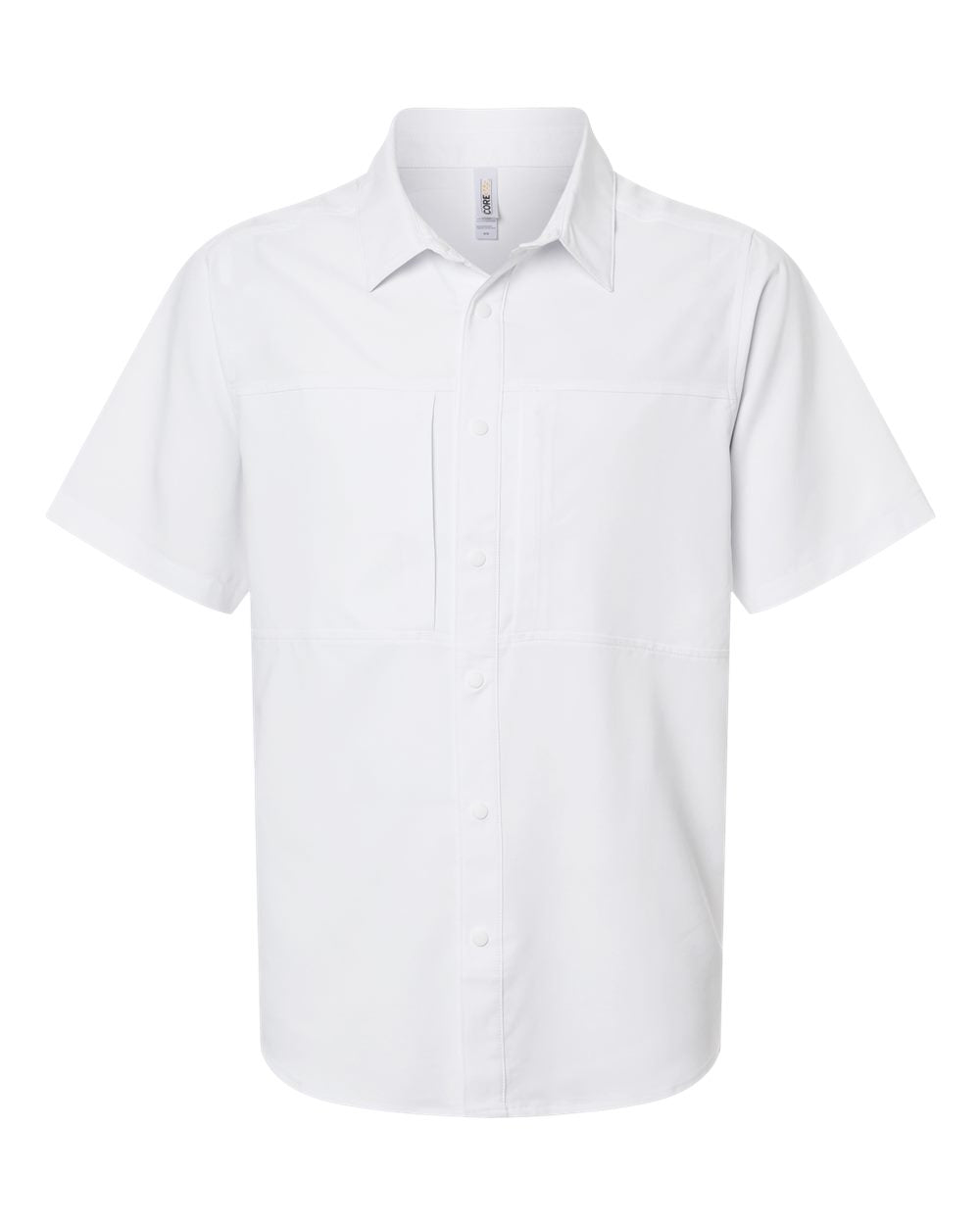 Front View of White Men's UltraUVP Shoreline Short Sleeve Staff Shirt - CE520 plain