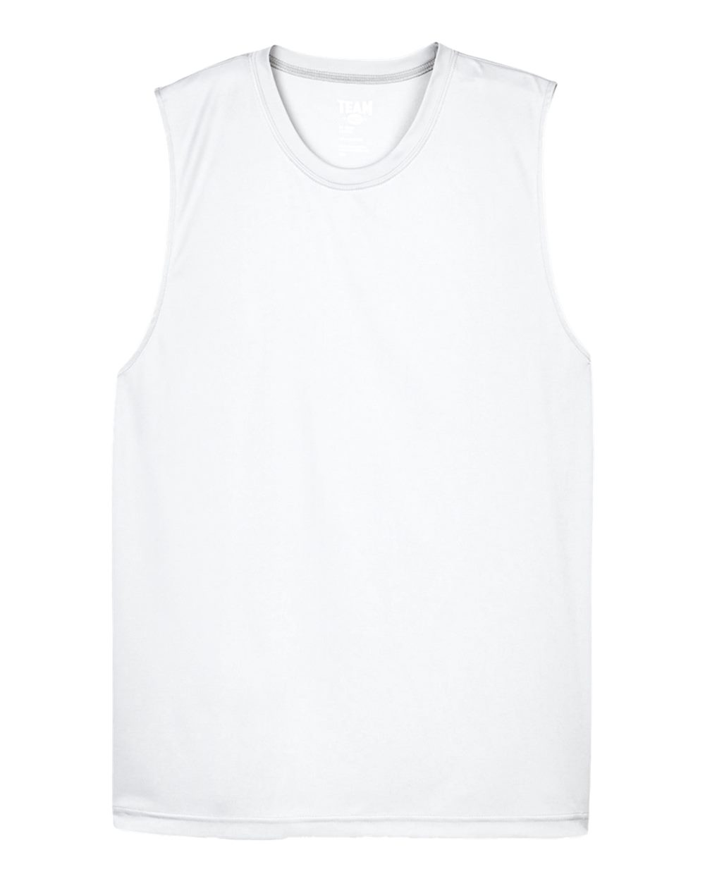 Front View of White Men's Zone Performance Muscle T-Shirt - TT11M