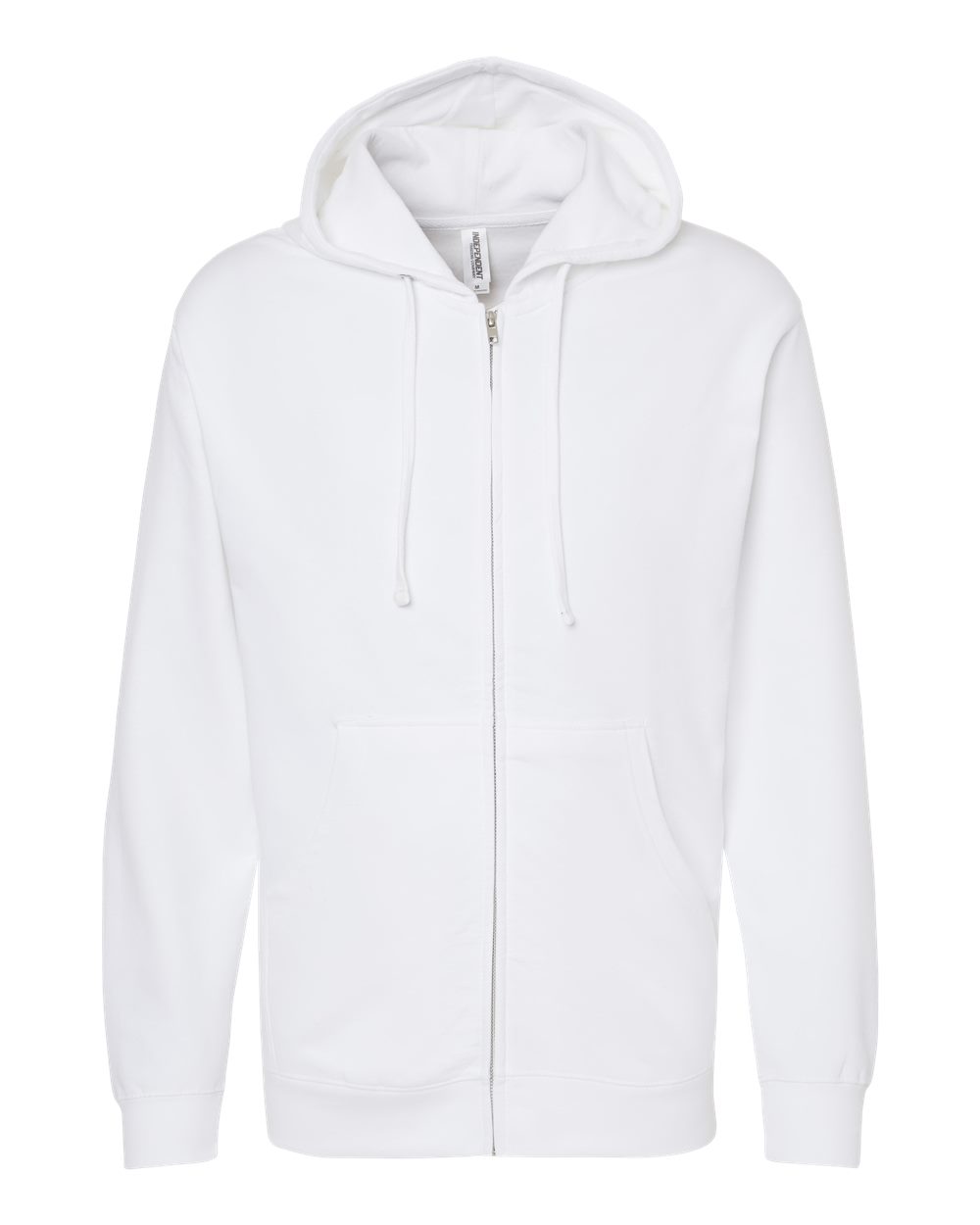 Front View of White Midweight Full-Zip Hooded Sweatshirt - SS4500Z