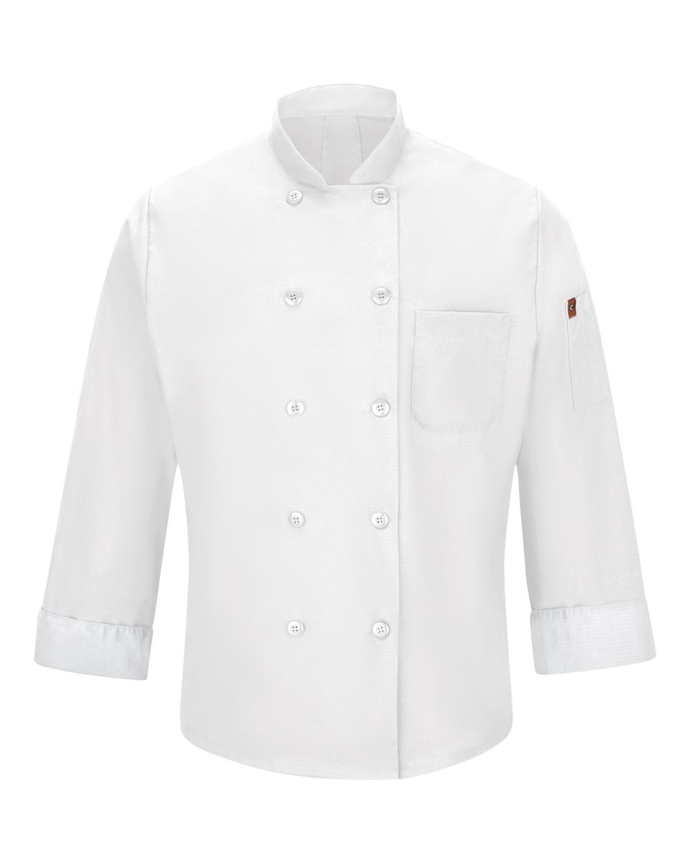 Front View of White Mimix™ Chef Coat with OilBlok - 042X