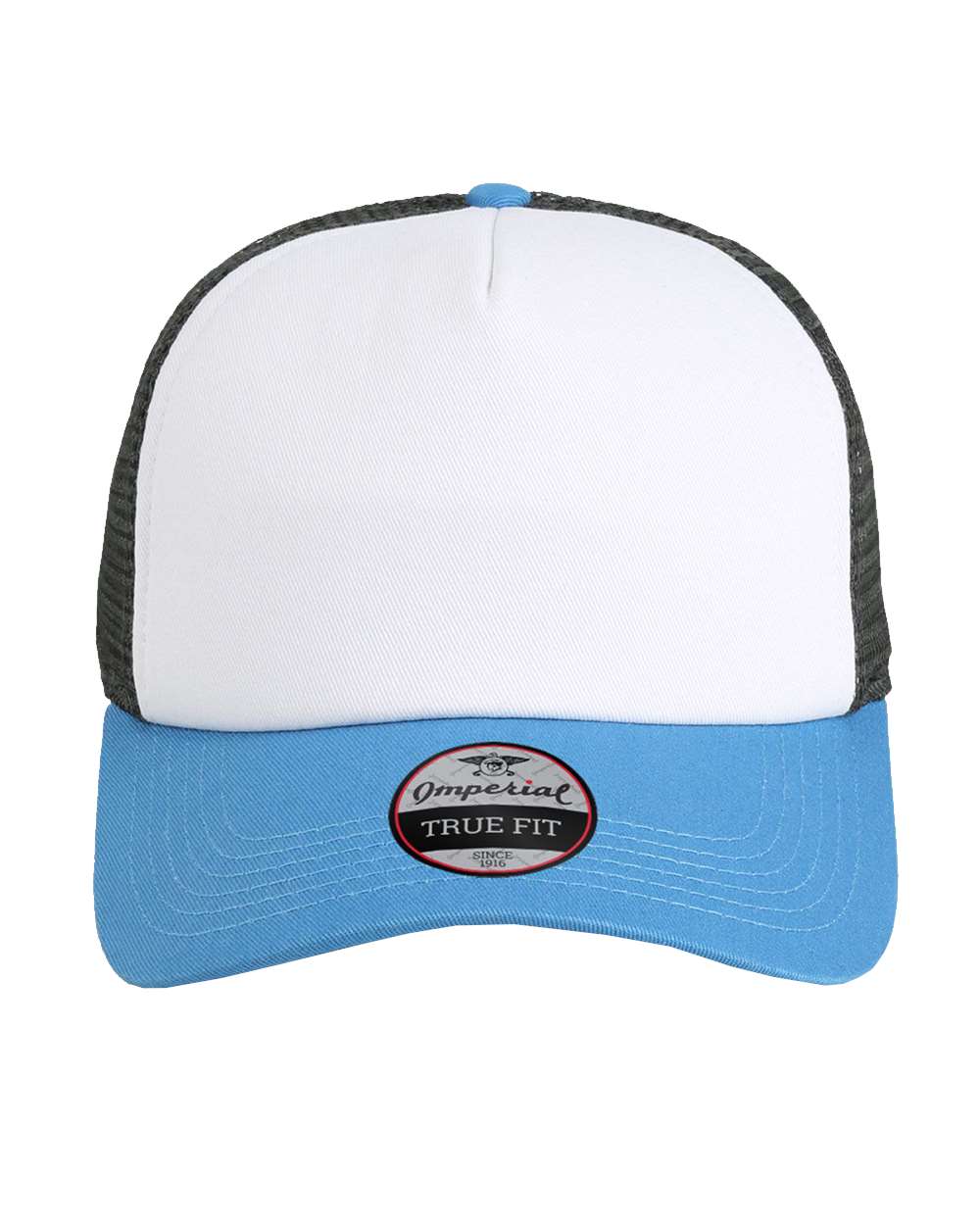 Front View of White/ Nassau/ Charcoal North Country Trucker Cap - 1287