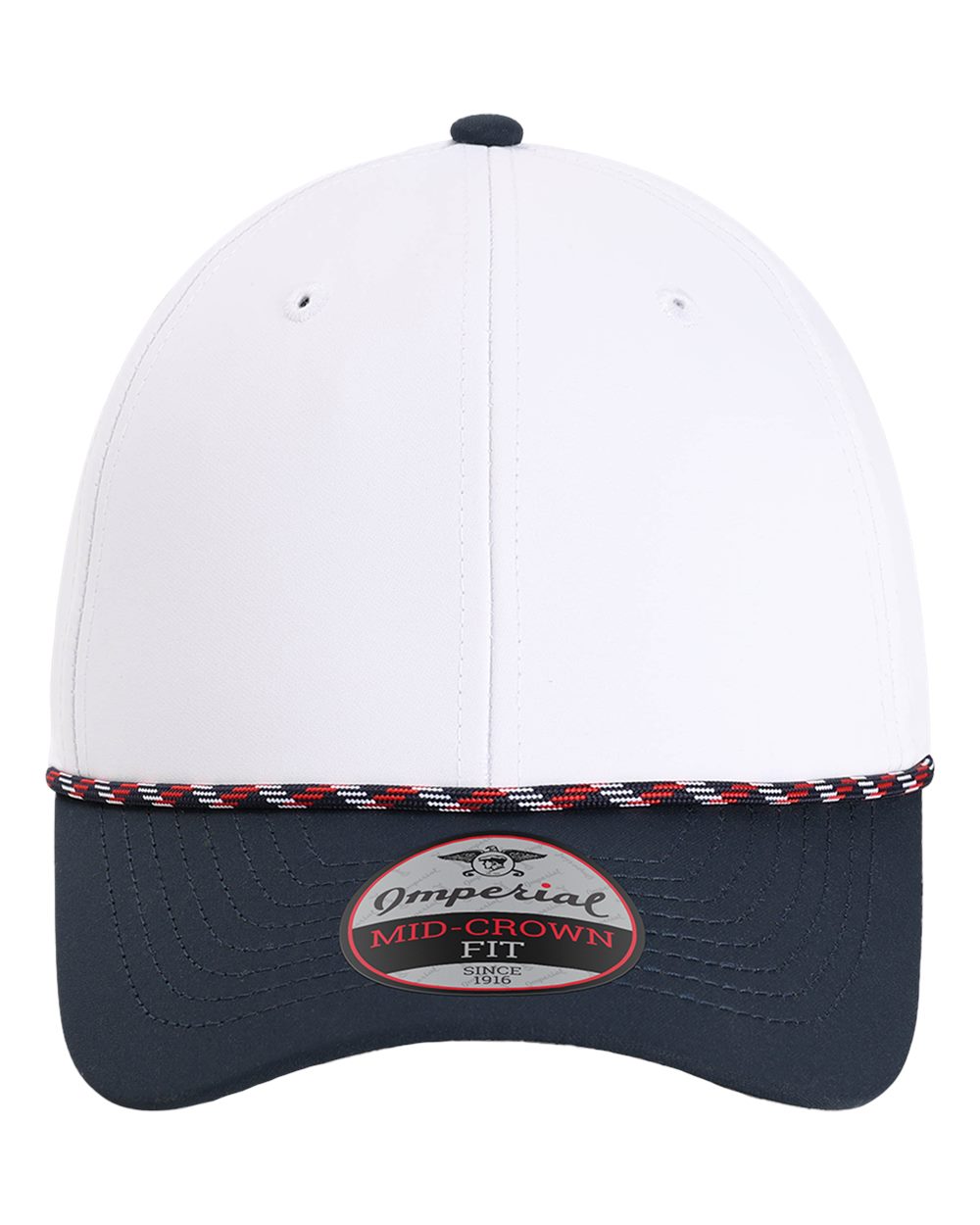 Front View of White/ Navy/ Navy/ Red/ White The Wingman Cap - 7054
