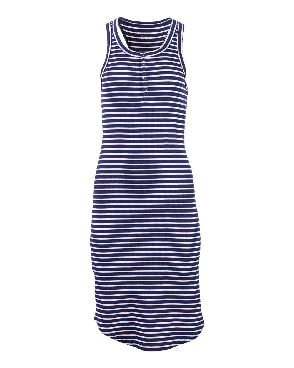 Front View of White/ Navy Women's Vivian Dress - BW4201