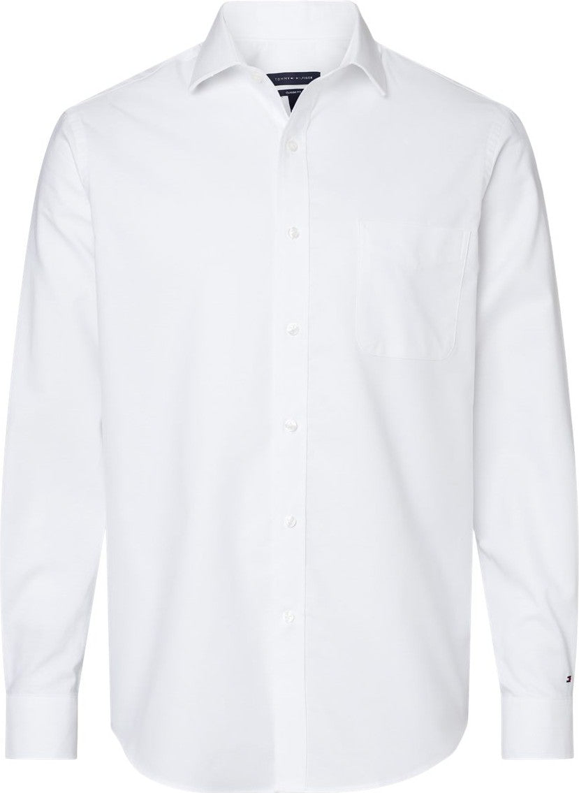 Front View of White New England Cotton Oxford Shirt - 13TH106