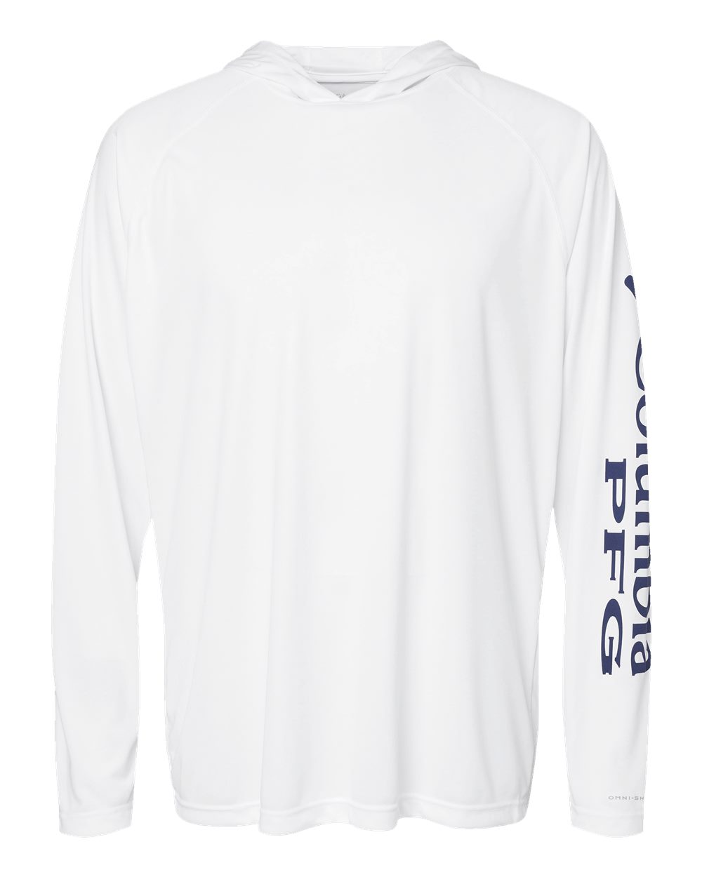 Front View of White/ Nightshade PFG Terminal Tackle™ Hooded Long Sleeve T-Shirt - 212482