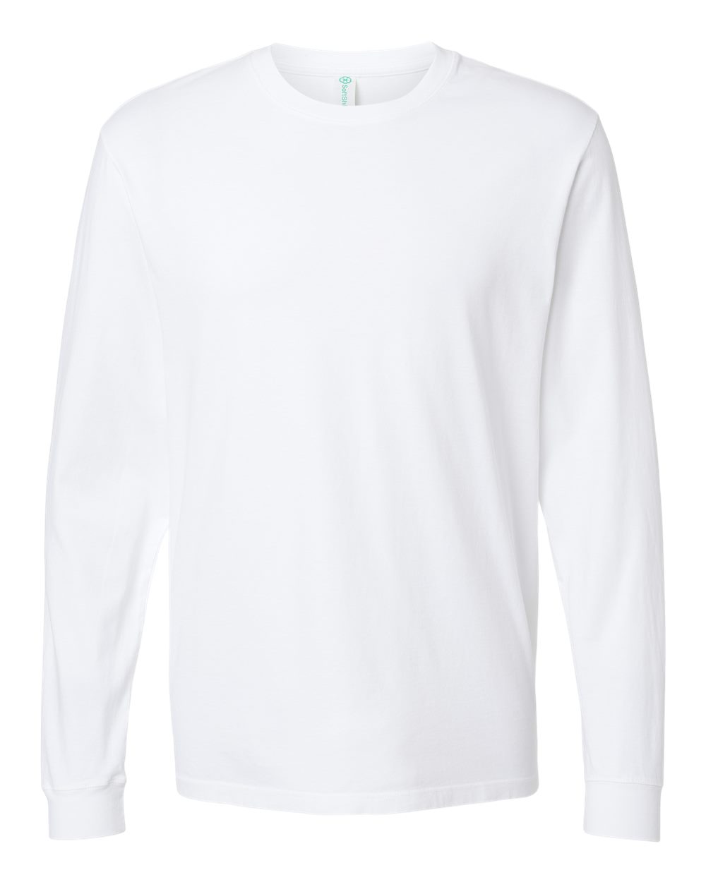 Front View of White Organic Long Sleeve T-Shirt - 420