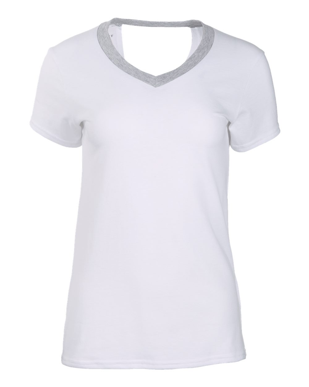 Front View of White/ Oxford Women's Bella Crossback T-Shirt - BW2405