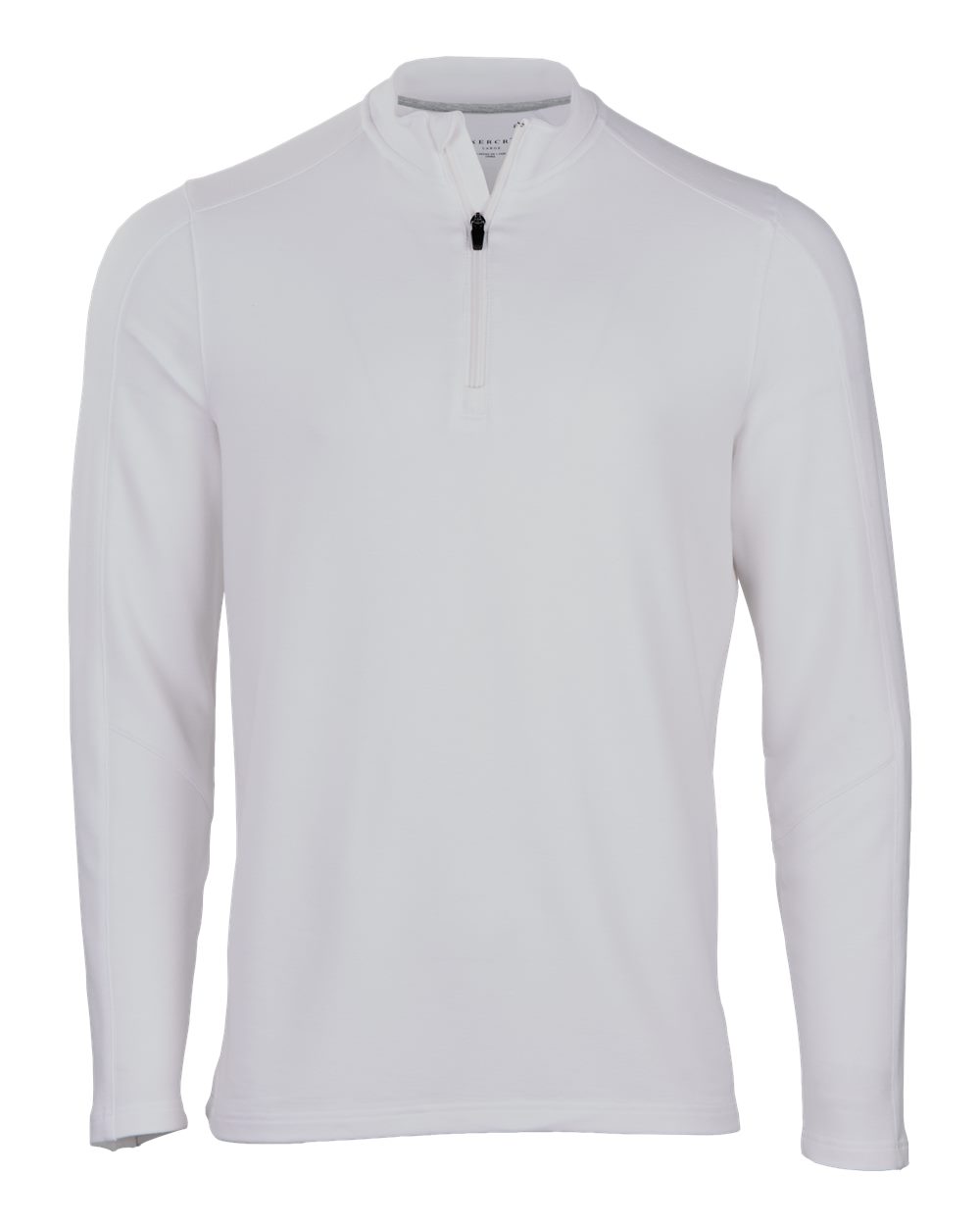 Front View of White Perfect Quarter-Zip Pullover - BM5203