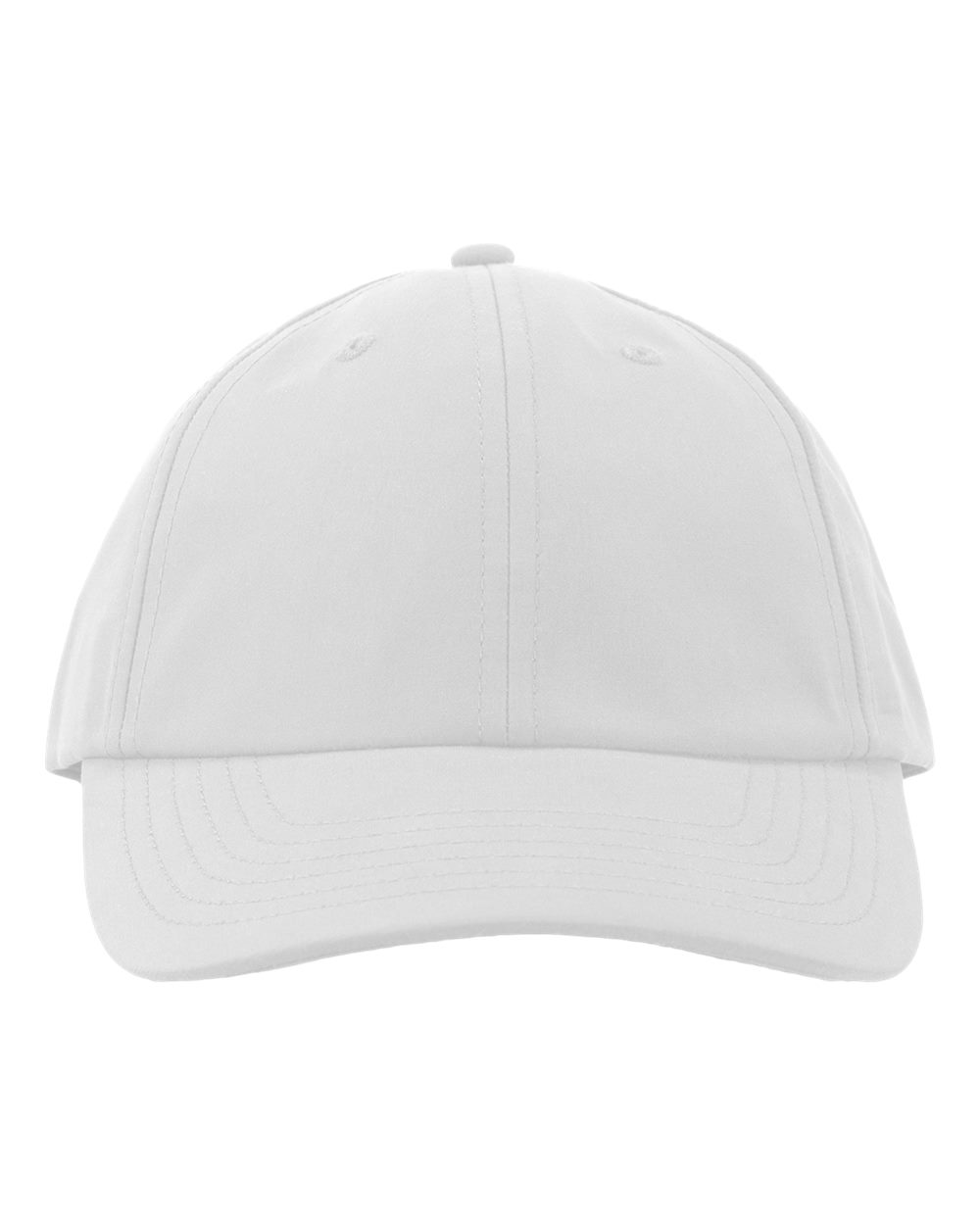 Front View of White Performance Microfiber Cap - SM140