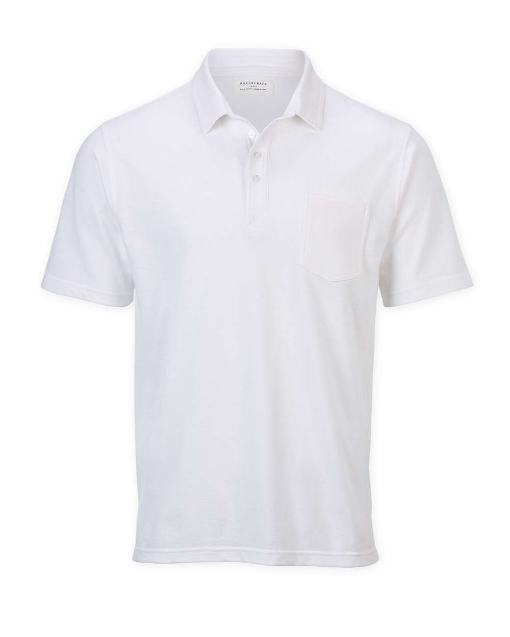 Front View of White Pique Polo - BM2301