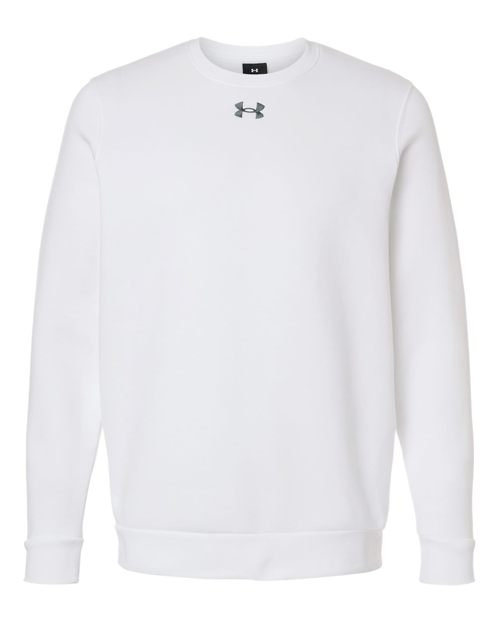 Front View of White/ Pitch Grey Medium Heather Men's Team Icon Fleece Crew - 6014160 plain