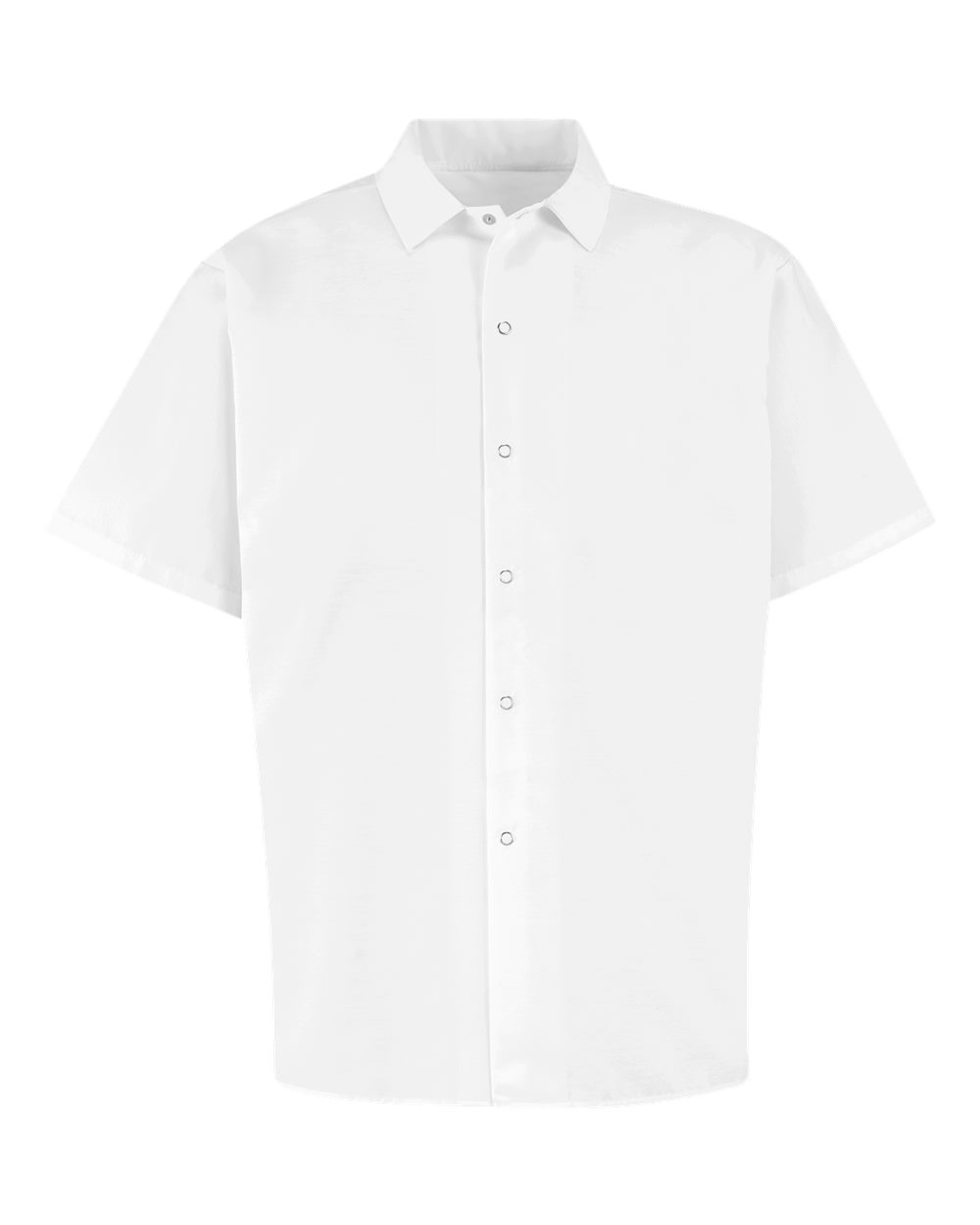 Front View of White Poly/Cotton Cook Shirt Longer Length - 5050L