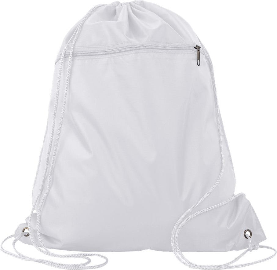Front View of White Polyester Cinchpack - Q135200
