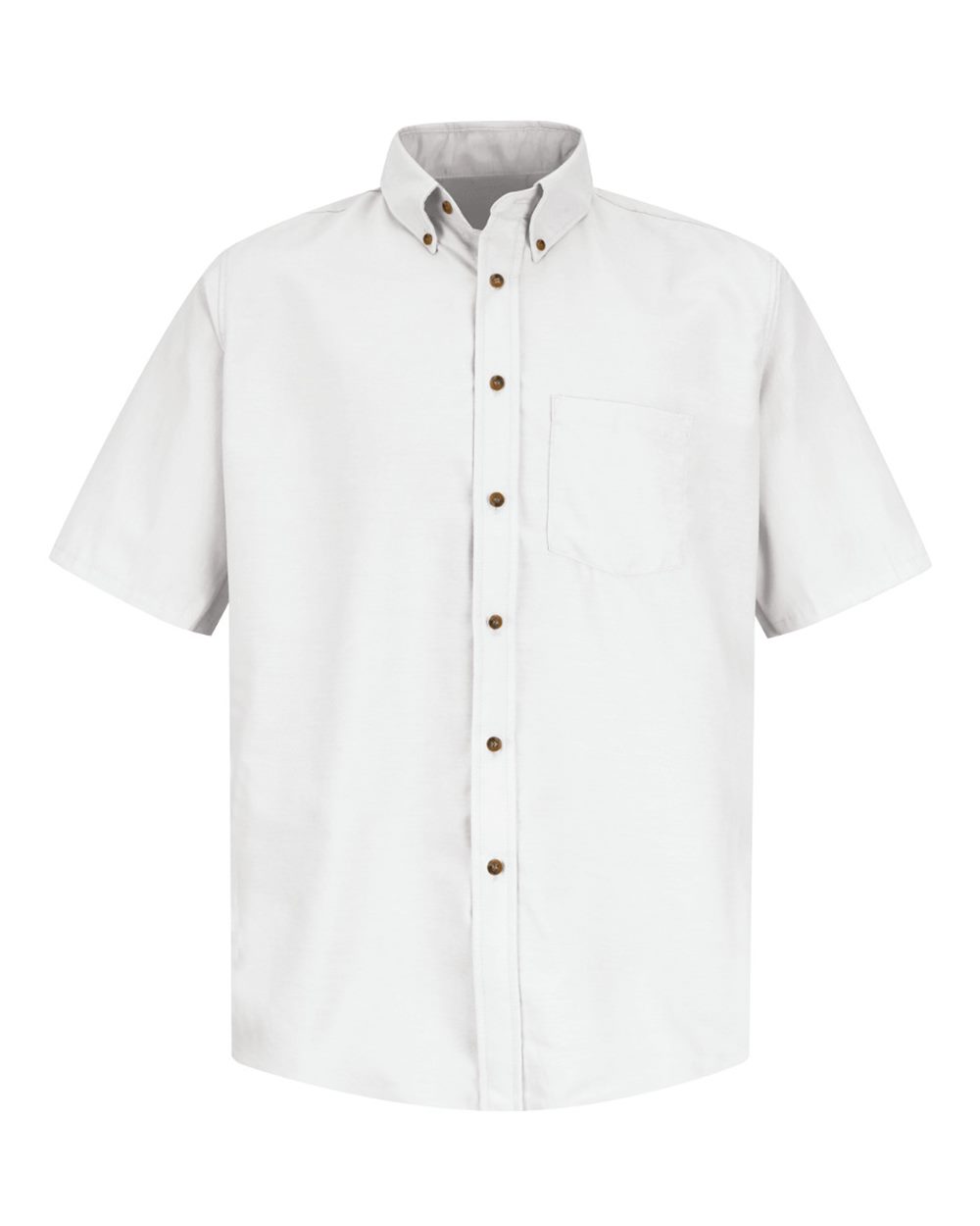 Front View of White Poplin Short Sleeve Dress Shirt - Tall Sizes - SP80T