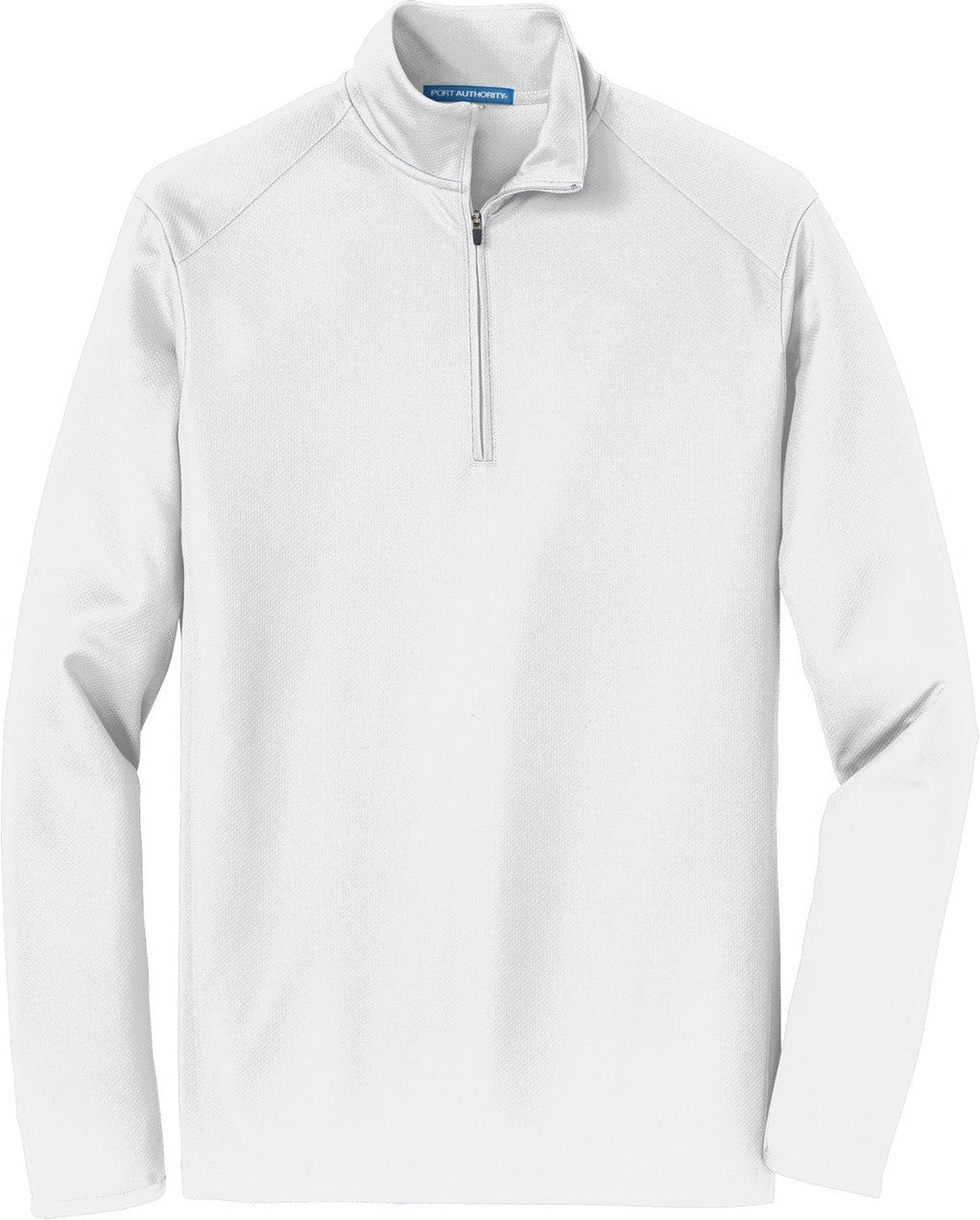 Front View of White Port Authority Pinpoint Mesh 1/2-Zip. K806
