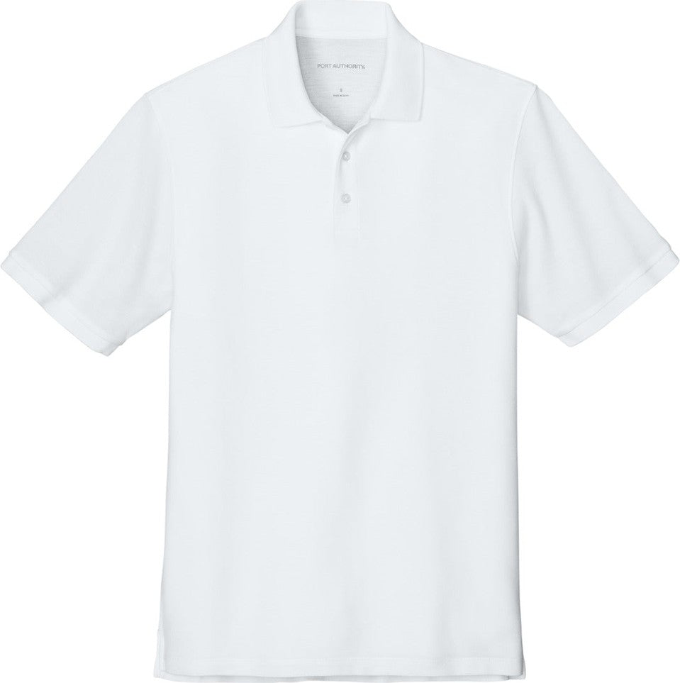 Front View of White Port Authority Wearever Signature Pique Polo K200
