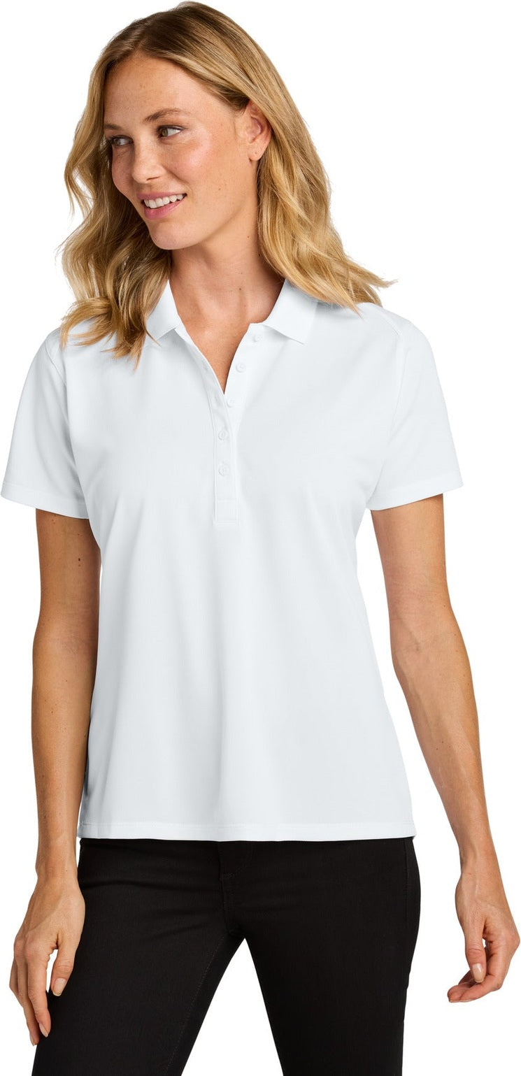 Front View of White Port Authority Women's Wearever Performance Pique Polo LK240