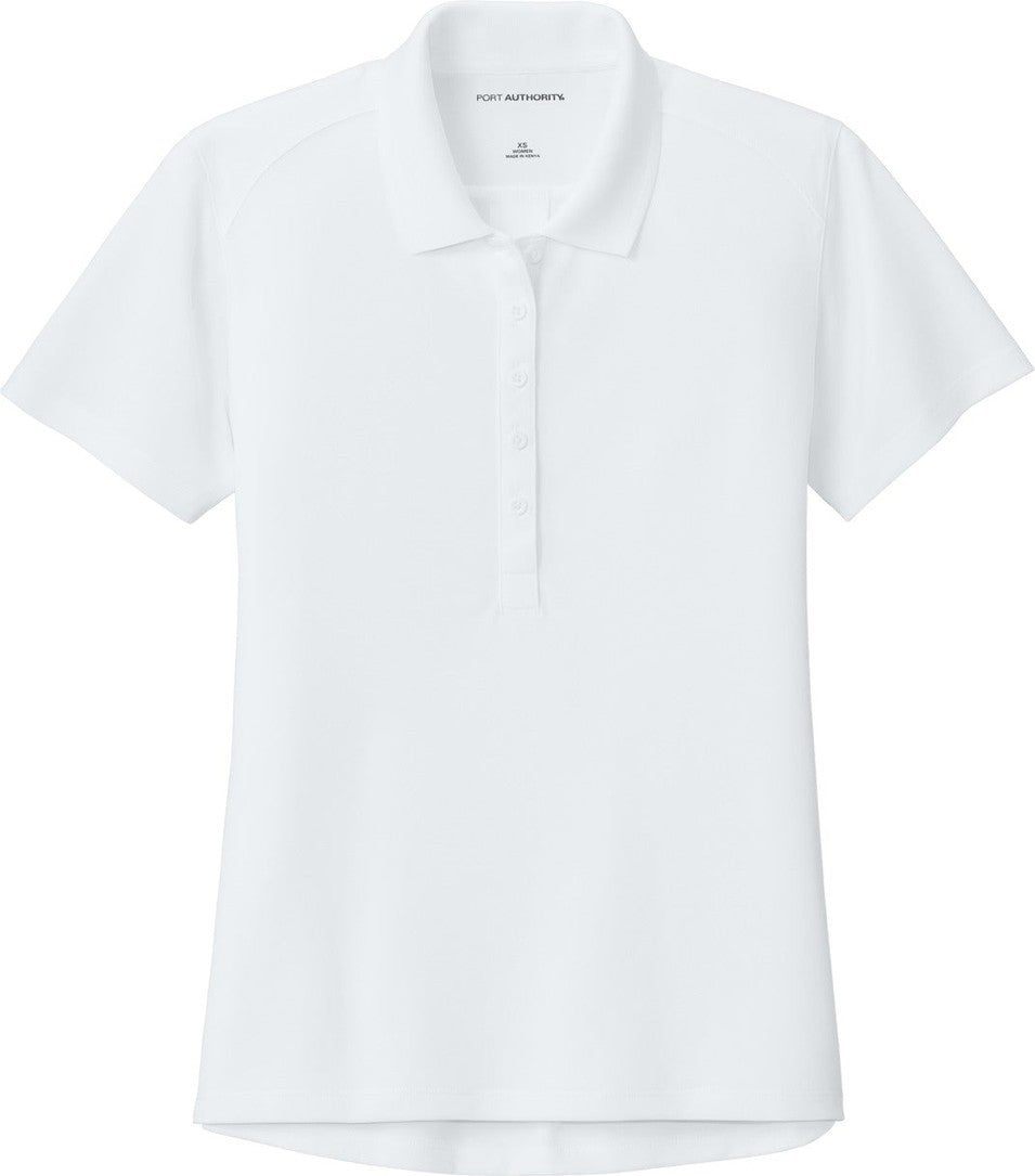 Front View of White Port Authority Women's Wearever Performance Pique Polo LK240