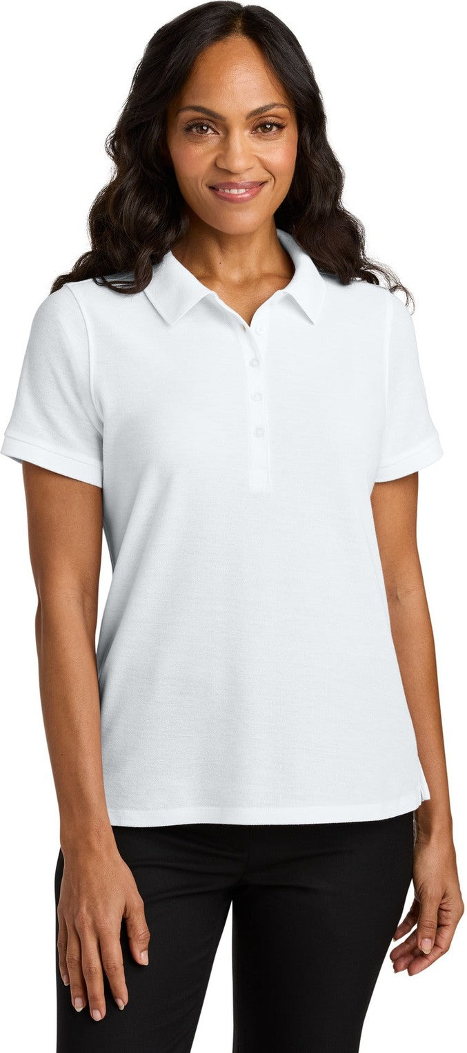 Front View of White Port Authority Women's Wearever Signature Pique Polo LK200