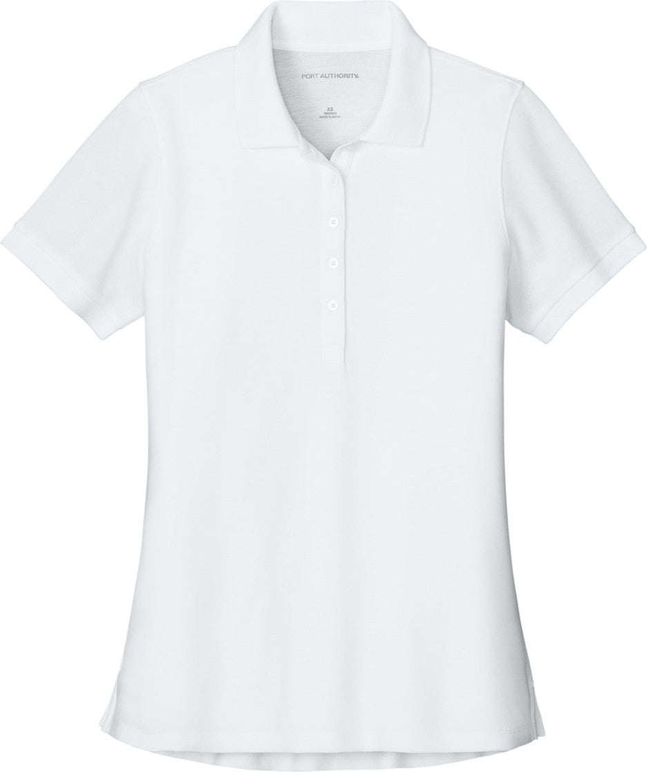 Front View of White Port Authority Women's Wearever Signature Pique Polo LK200